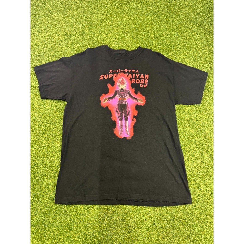 Dragon Ball Z T-Shirt‎ Mens Large Black Cotton Graphic Print Super Saiyan Rose